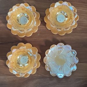 Set of 3 vintage small bowls with matching plates